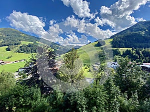 View on Hinterglemm on a summer day in the Alps at Saalbach-Hinterglemm, Austria photo