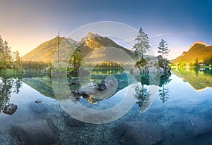 View of Hintersee lake in Bavarian Alps, Germany