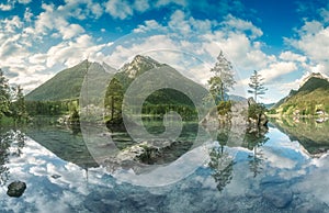 View of Hintersee lake in Bavarian Alps, Germany