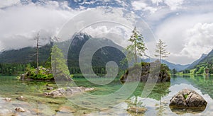 View of Hintersee lake in Berchtesgaden National Park Bavarian Alps, Germany