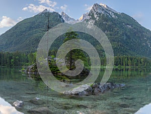 View of Hintersee lake in Berchtesgaden National Park Bavarian Alps, Germany