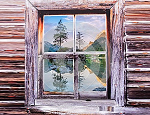 View of the Hintersee through a window