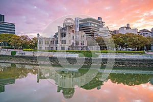 View of Hiroshima skyline with the atomic bomb dome