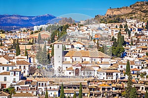 View of historic Albayzin neighbourhood of Granada