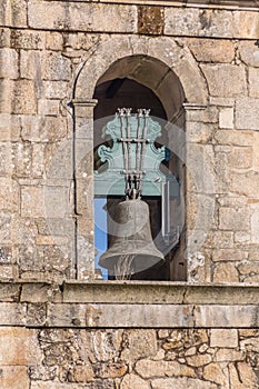 View of historic building in ruins, convent of St. Joao of Tarouca, detail of the bell on convent of cister