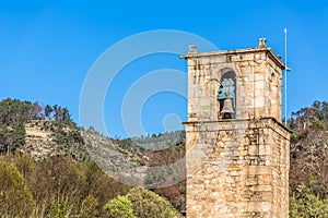 View of historic building in ruins, convent of St. John of Tarouca, detail of tower bell of the convent of cister photo