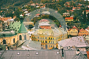 View of the historic city cenre.Banska Stiavnica,Slovakia.