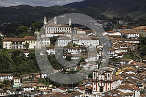 View of historic city Ouro Preto, UNESCO World Heritage Site, Minas Gerais, Brazil