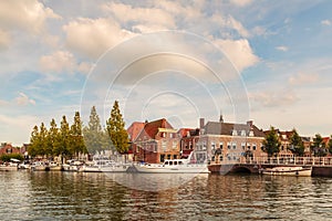 View at the historic harbor of the city of Weesp