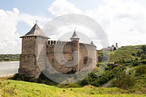 View of the historic Khotyn fortress on a sunny day. Ukraine