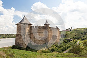 View of the historic Khotyn fortress on a sunny day. Ukraine