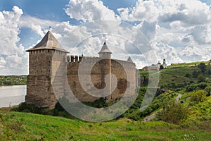 View of the historic Khotyn fortress on a sunny day. Ukraine