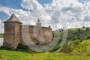 View of the historic Khotyn fortress on a sunny day. Ukraine