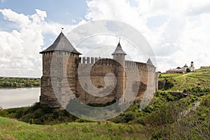 View of the historic Khotyn fortress on a sunny day. Ukraine