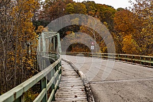 Historic Green Truss Bridge in Autumn - Layton Bridge - Fayette County, Pennsylvania photo