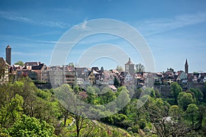 View of historic old town of Rothenburg ob der Tauber, Germany
