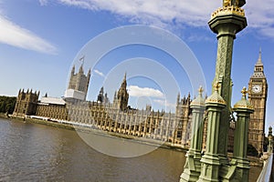 View of the historic Palace of Westminster from Westminster Bridge, London, England