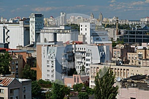 View of historic Podil neighborhood of Kyiv city, Ukraine