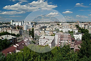 View of historic Podil neighborhood of Kyiv city, Ukraine