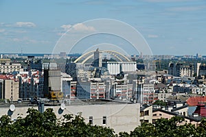 View of historic Podil neighborhood of Kyiv city, Ukraine