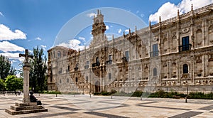 View of historic San Marcos convent in the city of Leon, Spain.