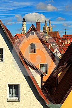 view of the historic town of Rothenburg ob der Tauber, Franconia, Bavaria, Germany