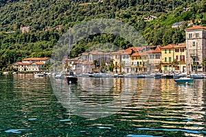 View of historic village Pella on the western shore of Lake Orta, Italy