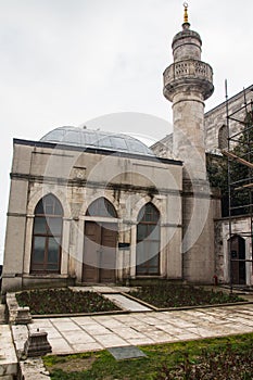 View of the historical Agalar  Mosque at the Topkapi Palace in Istanbul. Turkey