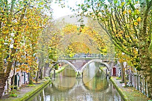 View at historical canal in Utrecht