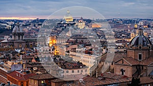 View in Historical Capital Rome with Landmarks Around River Tiber in Italy