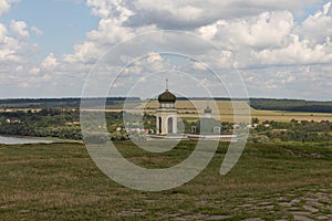 View of the historical Church of Olexander Nevsky in the city of Khotyn. Ukraine