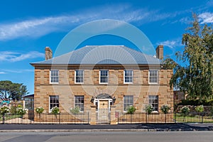 View of a historical house in Oatlands, Tasmania, Australia