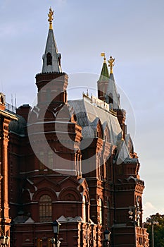 View of Historical Museum on the Red Square in Moscow.