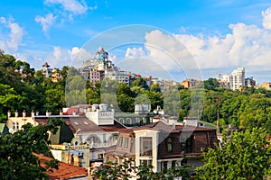 View of historical neighbourhood Podil in Kiev, Ukraine