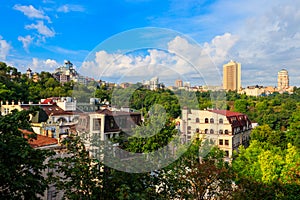 View of historical neighbourhood Podil in Kiev, Ukraine photo