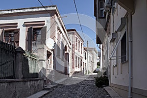 View of historical street in old town of Cunda
