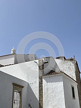 View of historical street in the old town Faro, Algarve, Portugal.