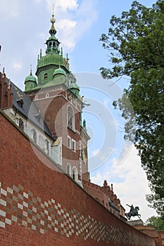 view of historical tower of Sigismund & x28;Wieza Zygmuntowska& x29; with photo