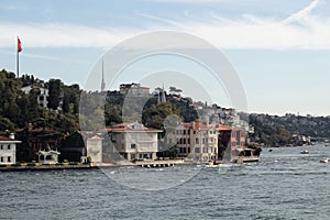 View of historical and traditional mansions by Bosphorus in Kandilli area of Asian side of Istanbul.