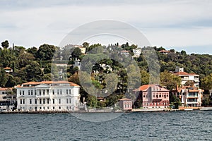 View of historical, traditional mansions by Bosphorus in Kanlica area of Asian side of Istanbul.