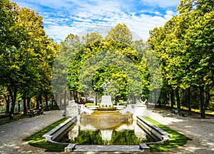 View on histroical Vater Rhein fountain in Munich, Germany photo