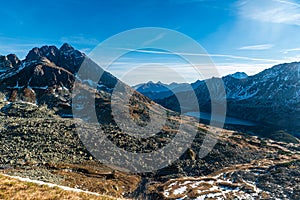 View from Hladke sedlo in autumn Tatra mountaiins