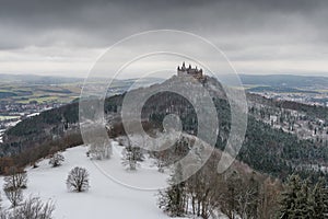 View on Hohenzollern Castle from Zeller Horn in winter times, Ge