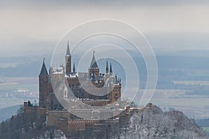 View on Hohenzollern Castle from Zeller Horn in winter times, Ge