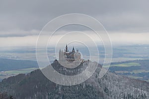 View on Hohenzollern Castle from Zeller Horn in winter times, Ge