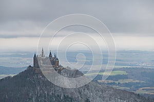 View on Hohenzollern Castle from Zeller Horn in winter times, Ge