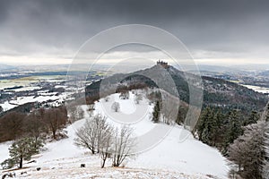 View on Hohenzollern Castle from Zeller Horn in winter times, Ge