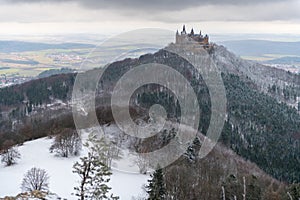 View on Hohenzollern Castle from Zeller Horn in winter times, Ge