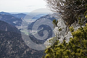 View from Hoher Fricken mountain to Ettal in Bavarian Alps, Germany photo