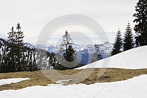 View from Hoher Fricken mountain tour in Bavarian Alps, Germany